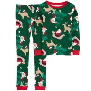 Carter’s Kids Christmas Santa Claus Sled Reindeer Shirt and Pants Pajamas